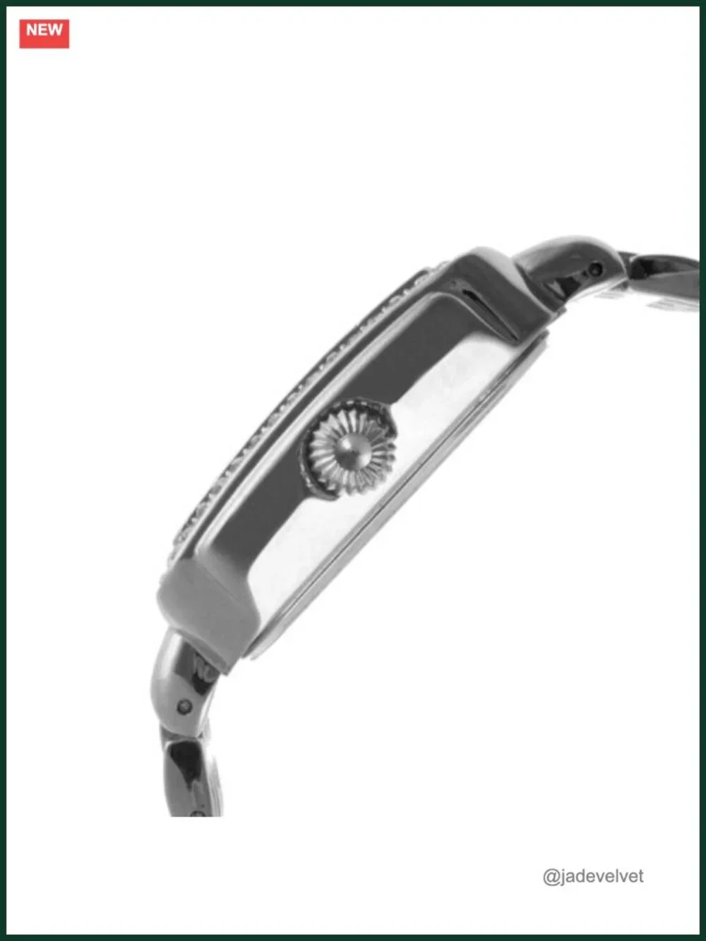 Crystal Bezel Rectangle Roman Numeral Mother of Pearl Dial Bracelet Watch